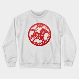 Chinese Zodiac Horse in Red Crewneck Sweatshirt